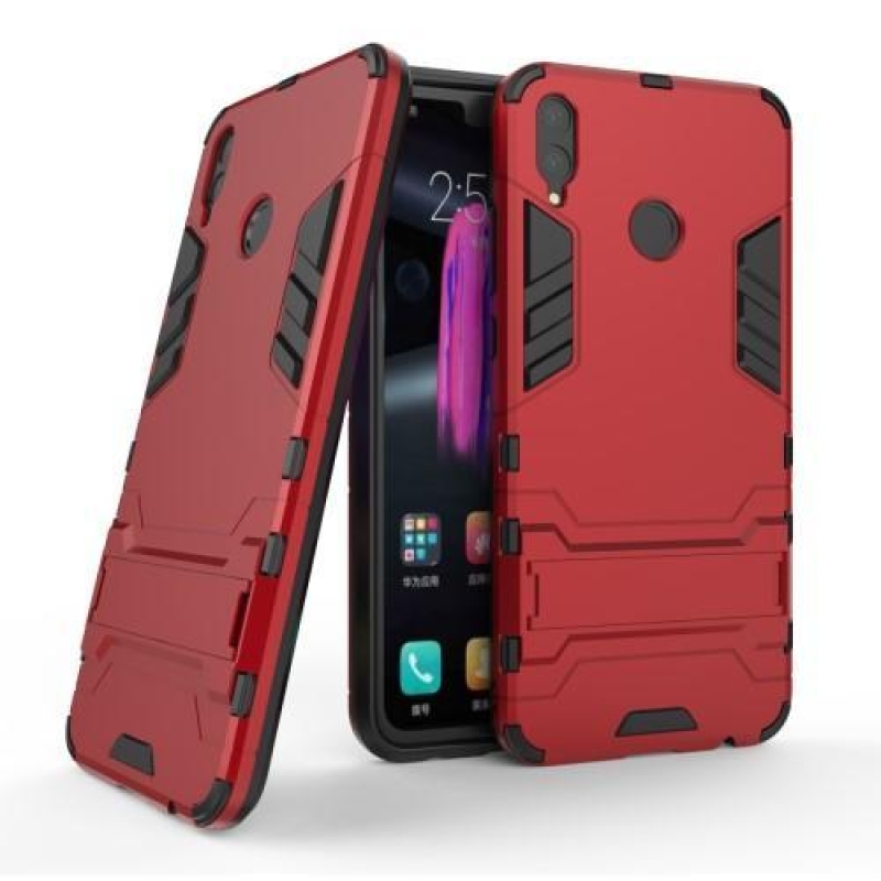 Kick odolný hybridný kryt so stojančekom na mobil Honor 8X - červený