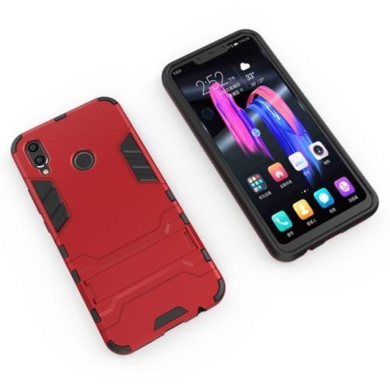 Kick odolný hybridný kryt so stojančekom na mobil Honor 8X - červený