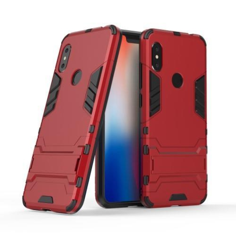 Guard odolný hybridný kryt so stojančekom na Xiaomi Redmi Note 6 Pro - červený