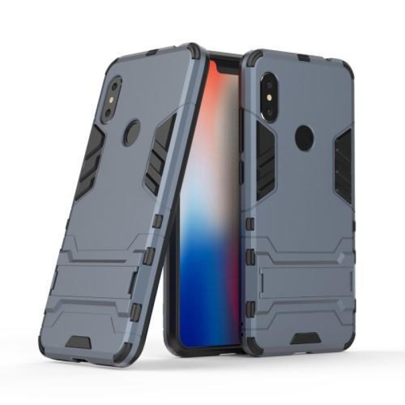 Guard odolný hybridný kryt so stojančekom na Xiaomi Redmi Note 6 Pro - tmavomodrý