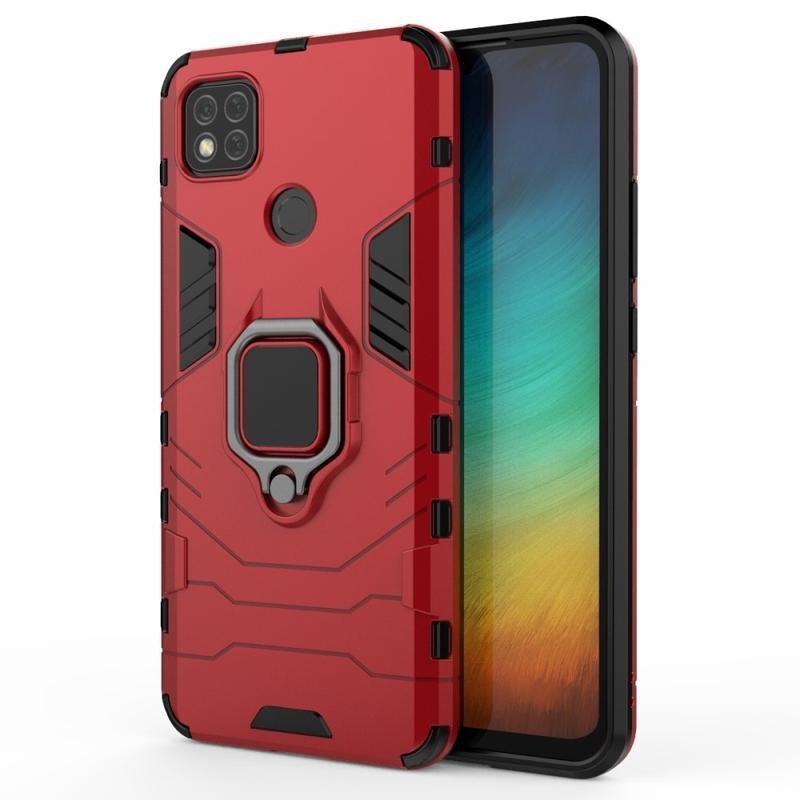 Guardy odolný hybridný obal s úchopom na prst na mobil Xiaomi Redmi 9C - červený