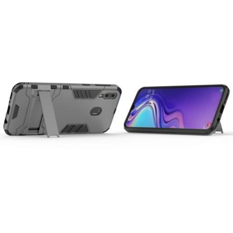 Kickstand hybridný odolný obal na mobil Samsung Galaxy M20 - sivý