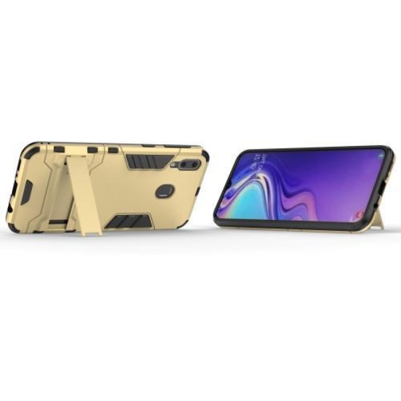 Kickstand hybridný odolný obal na mobil Samsung Galaxy M20 - zlatý