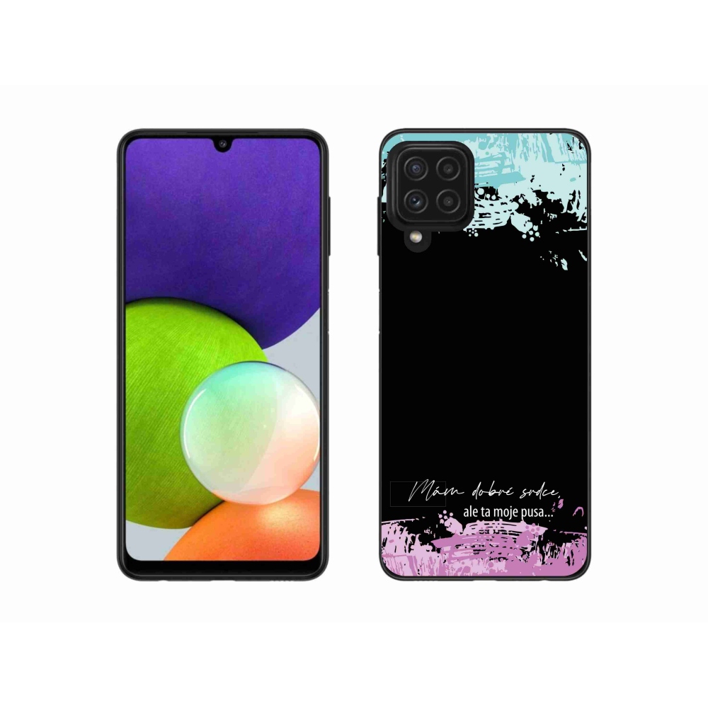 Gélový kryt mmCase na Samsung Galaxy A22 4G - vtipný text 3 čierne pozadie
