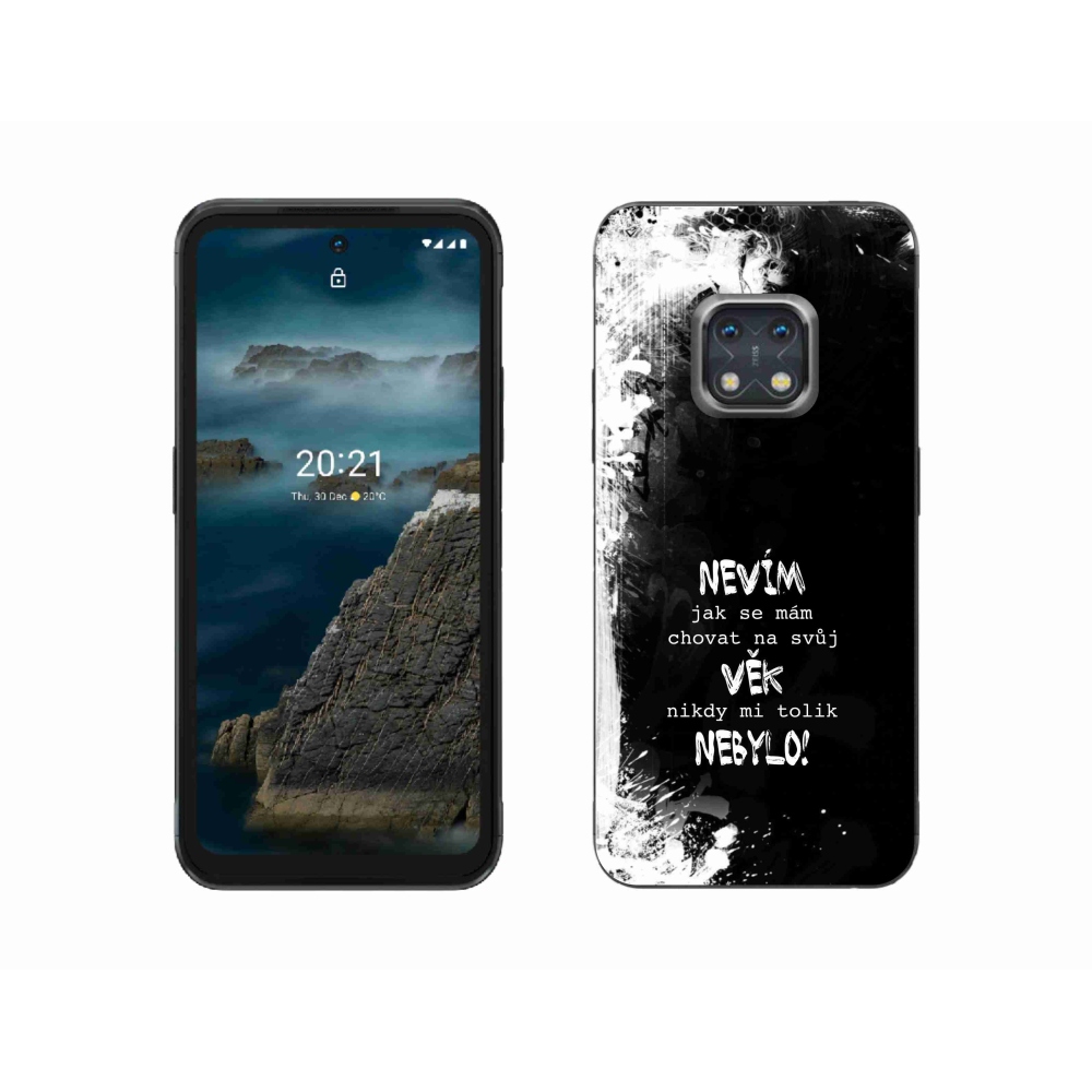 Gélový kryt mmCase na Nokia XR20 - vtipný text 14 čierne pozadie