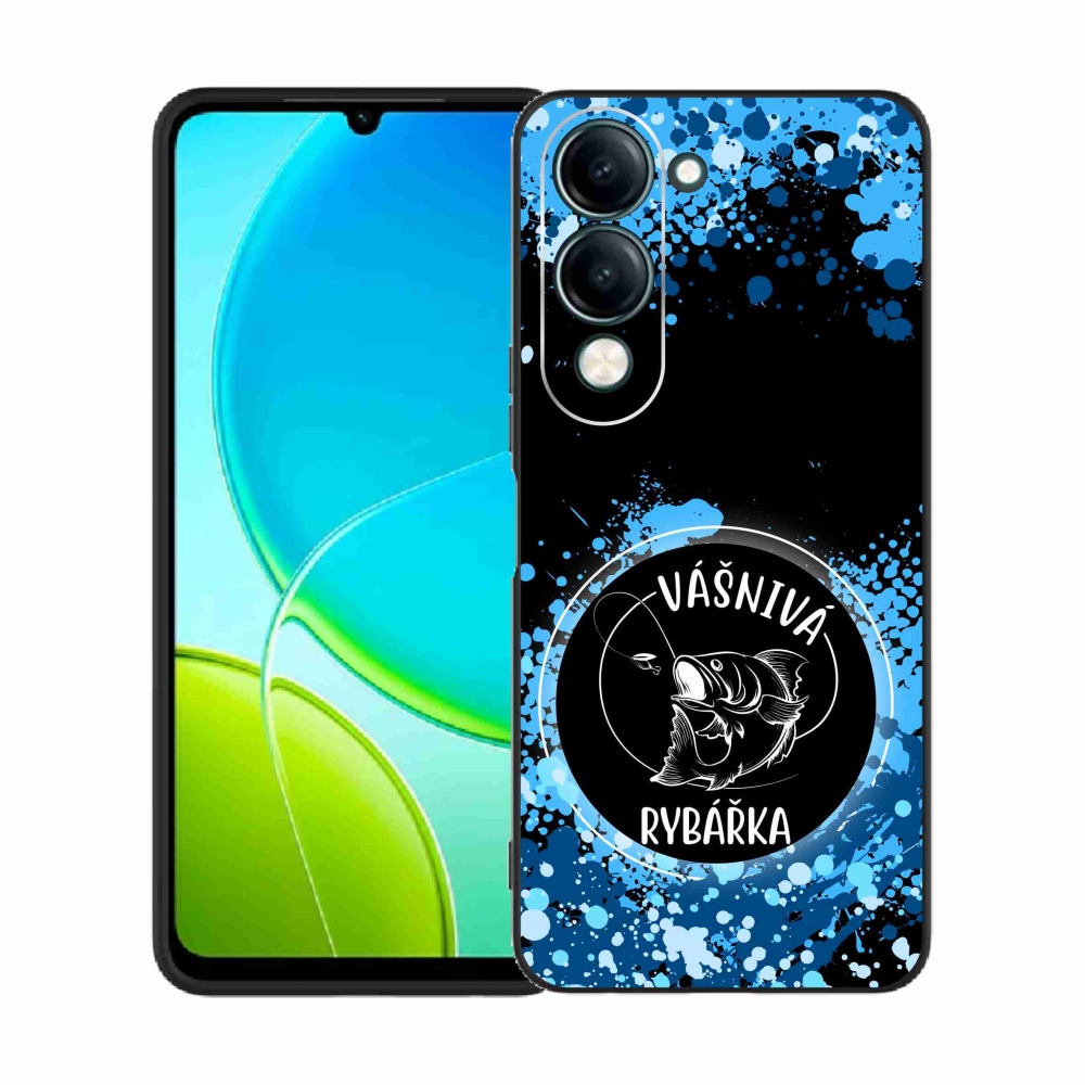 Gélový kryt mmCase na Vivo Y29s 5G - vášnivá rybárka čierne pozadie