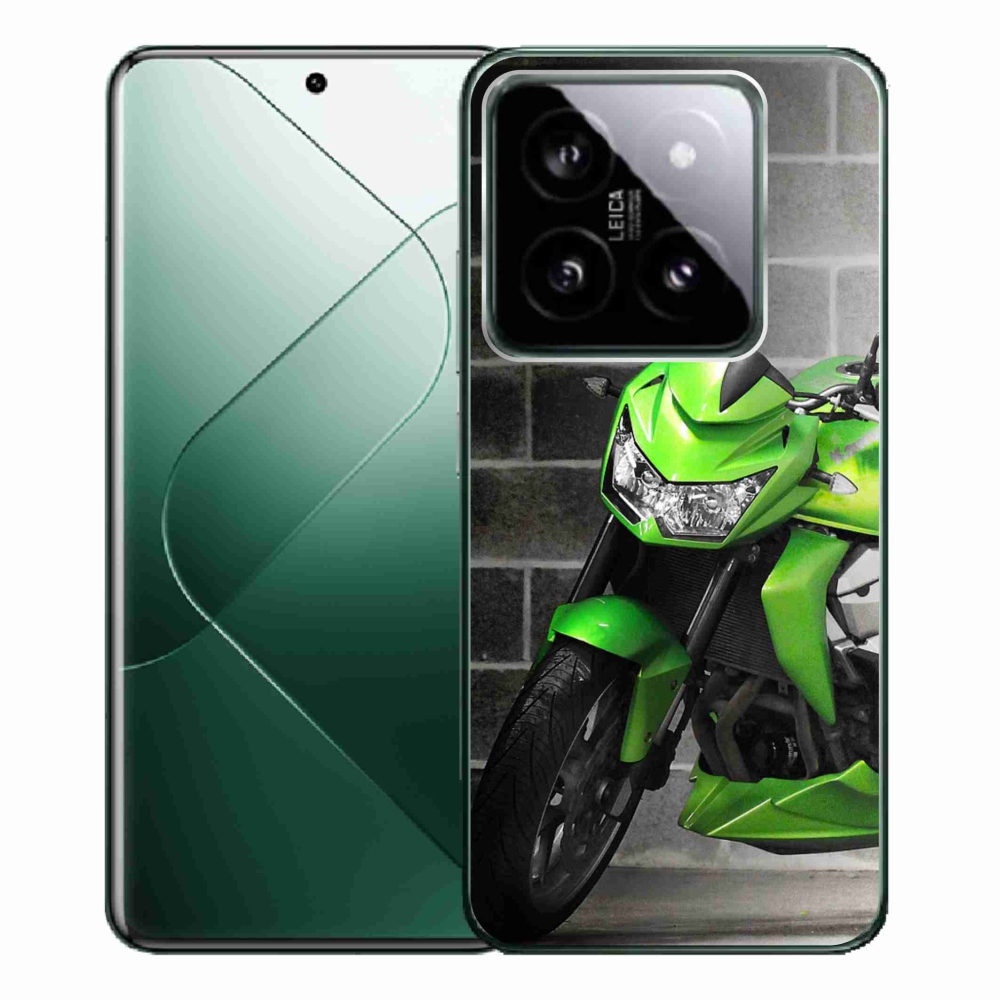 Gélový kryt mmCase na Xiaomi 14 Pro - zelená motorka