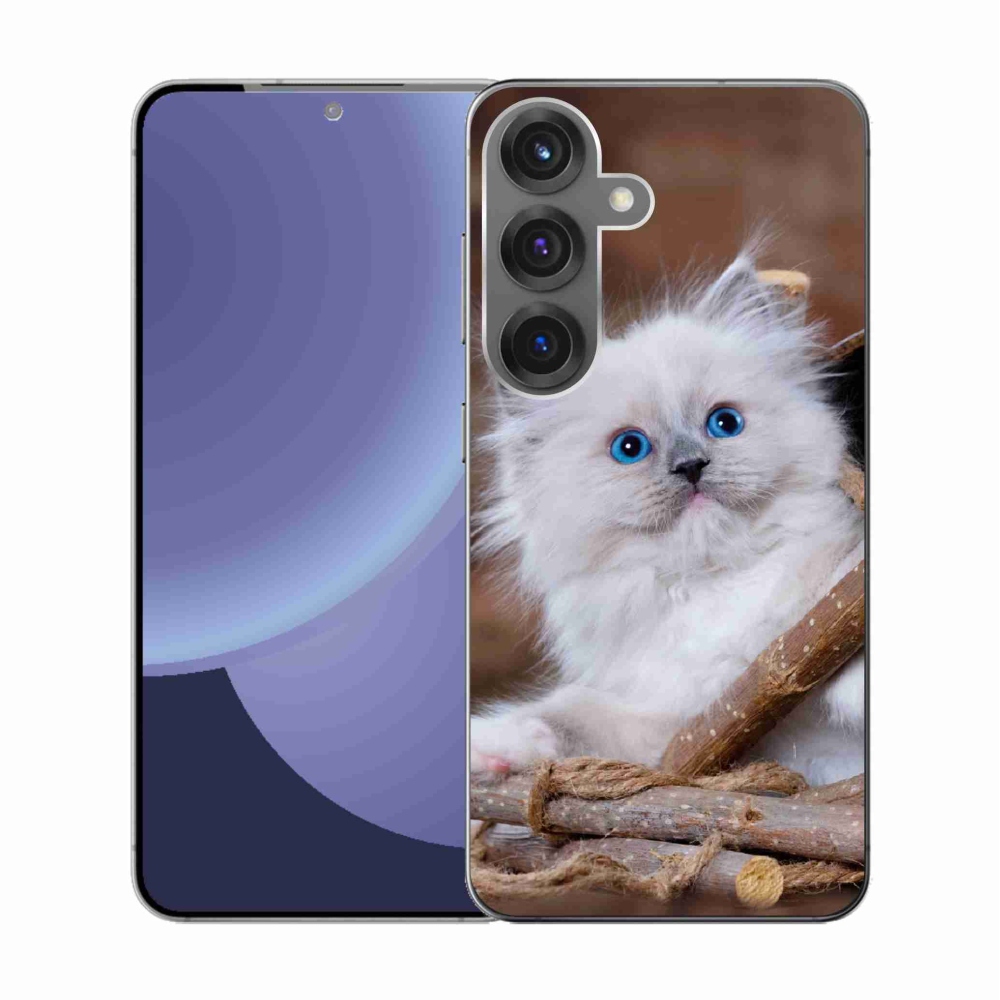 Gélový kryt mmCase na Samsung Galaxy S25 - biele mačiatko