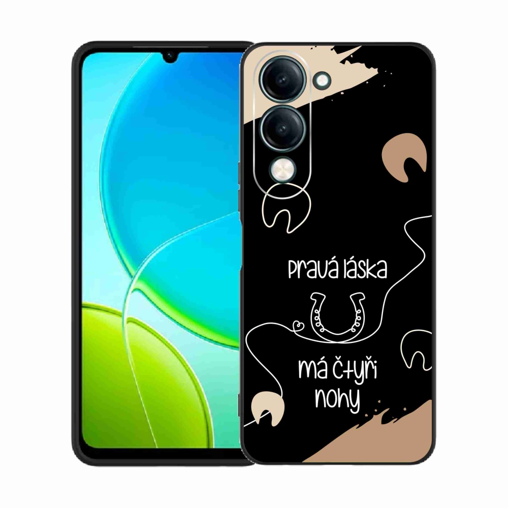 Gélový kryt mmCase na Vivo Y29s 5G - konský motív čierne pozadie
