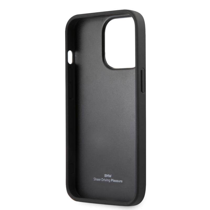 Zadný kryt BMW PU Triangles Tricolor Line pre iPhone 13 Pro Max Black