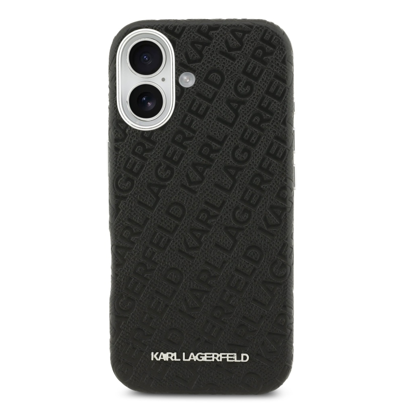 Zadný kryt Karl Lagerfeld Grained PU Repeated Logo MagSafe pre iPhone 17 Black