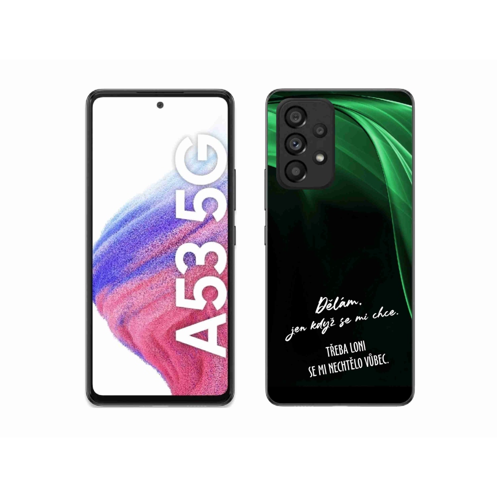 Gélový kryt mmCase na Samsung Galaxy A53 5G - vtipný text 12 čierne pozadie