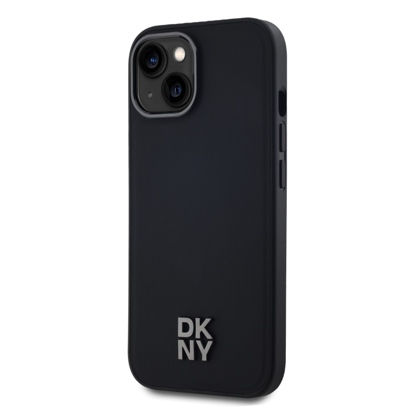 DKNY PU Leather Stack Logo Magsafe Zadný Kryt pre iPhone 15 Black