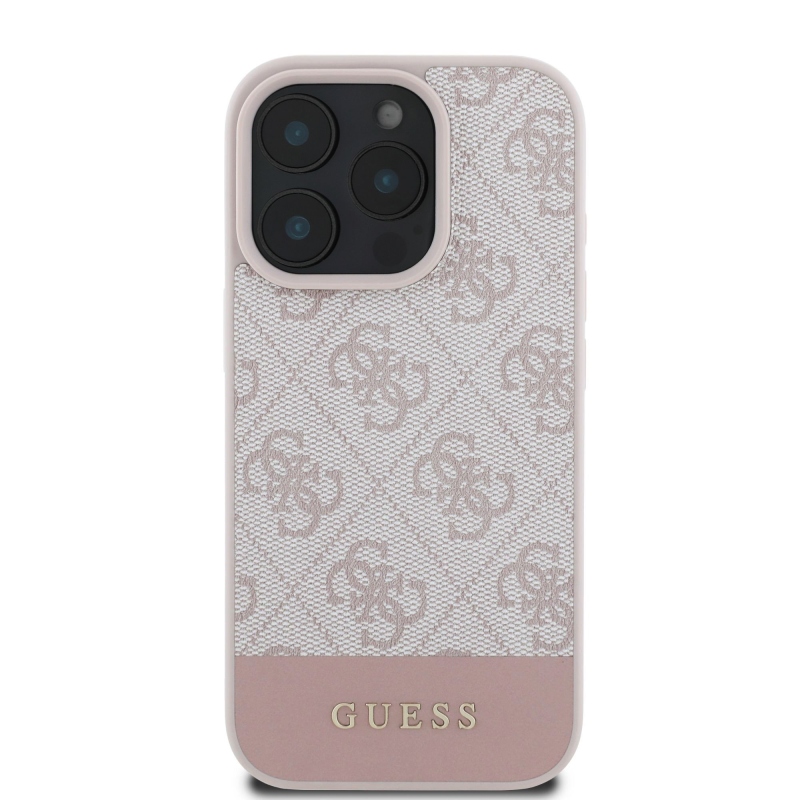 Guess PU 4G Stripe Zadný Kryt pre iPhone 16 Pro Max Pink