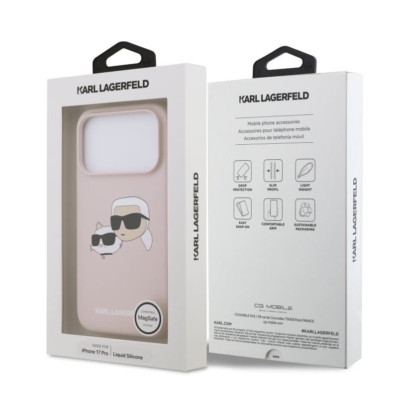 Karl Lagerfeld Liquid Silicone Double Heads MagSafe zadný kryt pre iPhone 17 Pro Pink