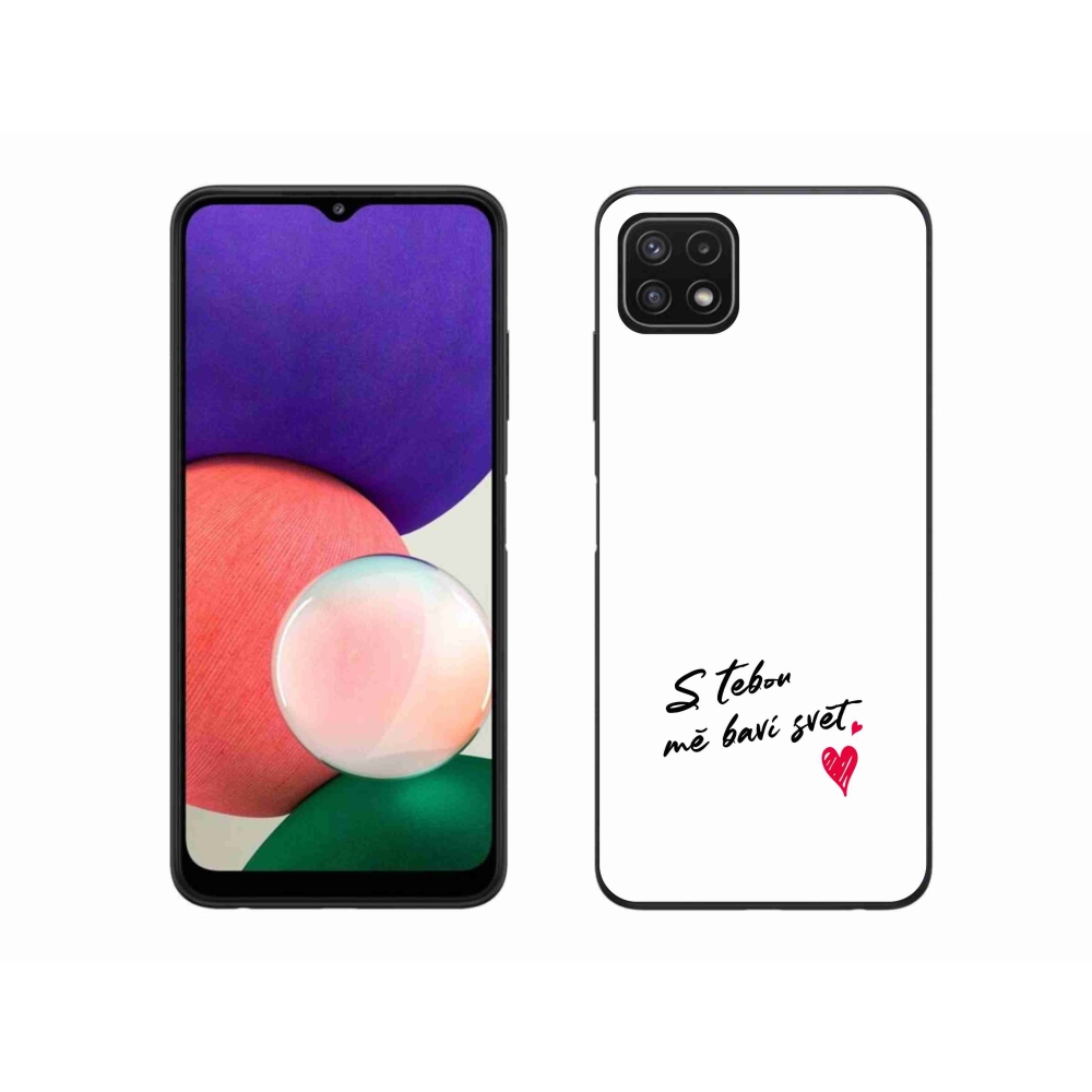 Gélový kryt mmCase na Samsung Galaxy A22 5G - zamilovaný text 1 biele pozadie