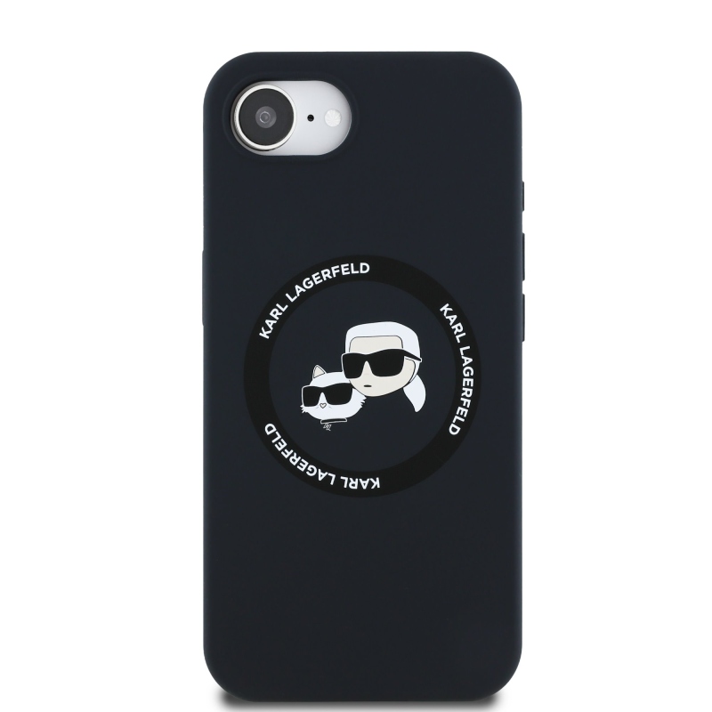 Karl Lagerfeld Liquid Silicone K&CH Heads MagSafe Zadný Kryt pre iPhone 16e Black