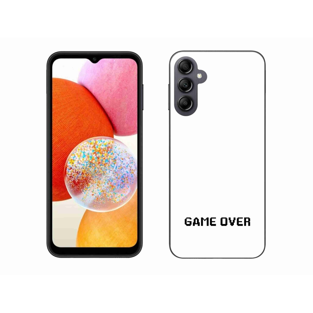 Gélový kryt mmCase na Samsung Galaxy A14 4G/5G - game over biele pozadie