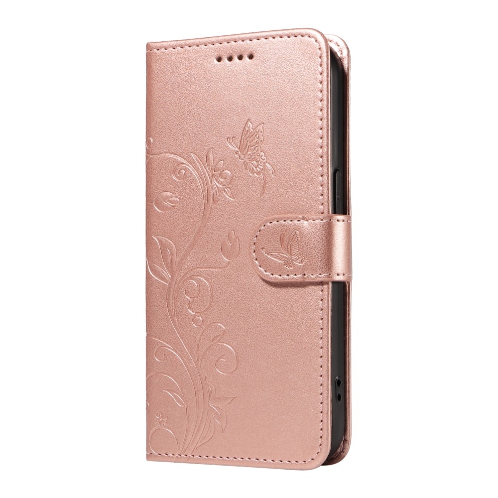 Flowery knižkové púzdro na Samsung Galaxy A06 4G - ružovozlaté