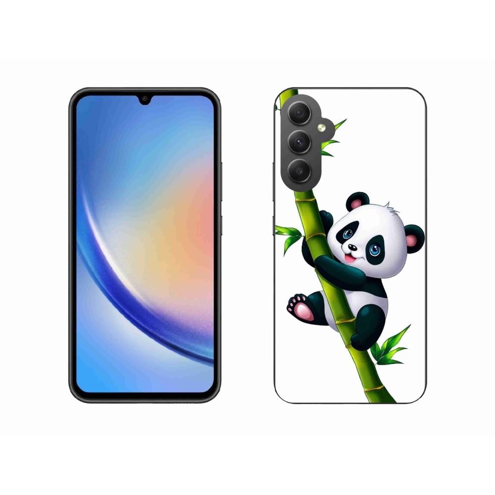 Gélový kryt mmCase na Samsung Galaxy A34 5G - panda na bambuse