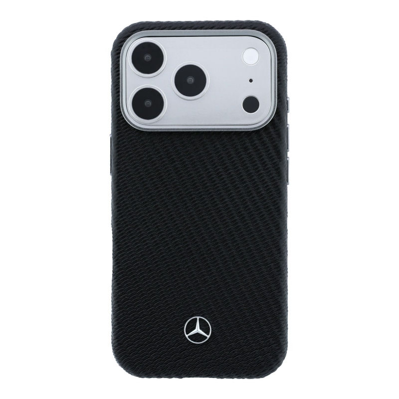 Zadný kryt Mercedes PU Leather Semi Wrap MagSafe pre iPhone 17 Pro Max Black