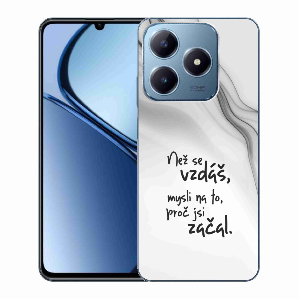 Gélový kryt mmCase na Realme C63 - citát 2 biele pozadie