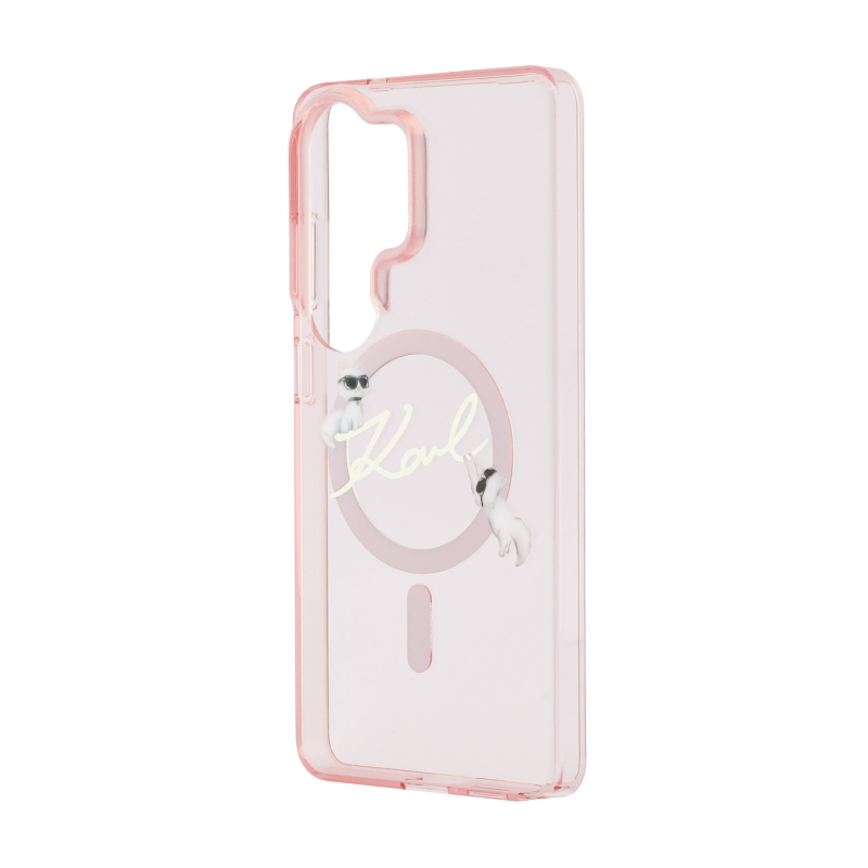 Karl Lagerfeld IML Choupette Karl Script Logo Magnetický zadný kryt pre Samsung Galaxy S26 Ultra Pink