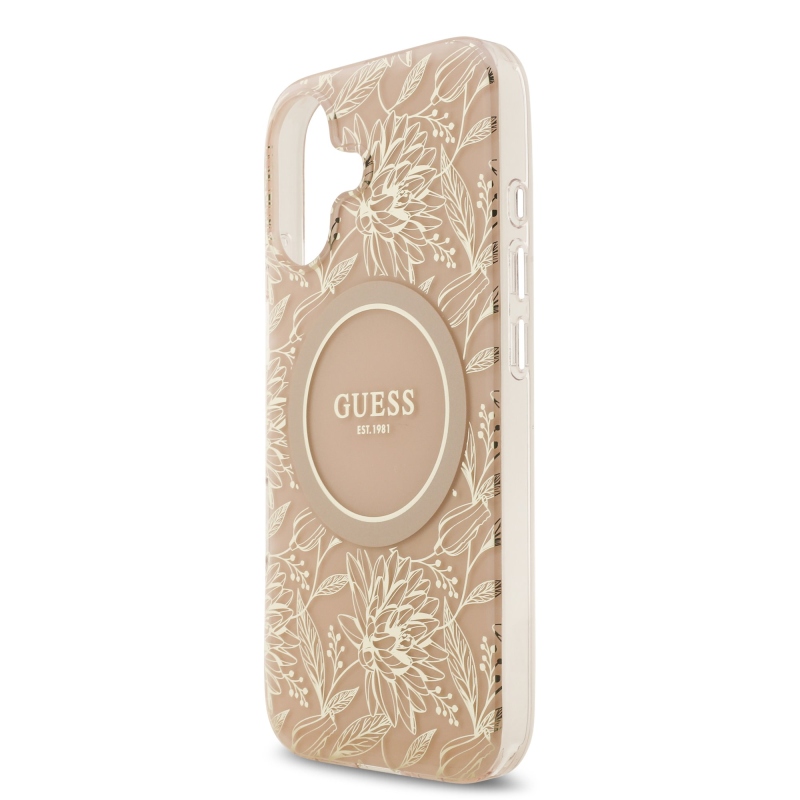 Guess IML Flowers Allover Strap MagSafe zadný kryt pre iPhone 17 Pink