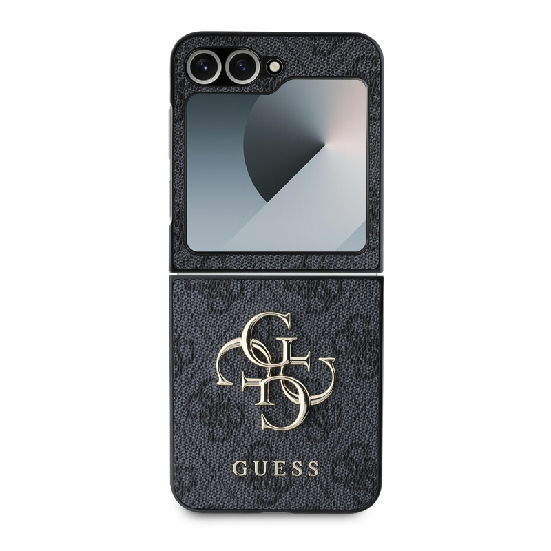 Guess PU 4G Metal Logo Zadný Kryt pre Samsung Galaxy Z Flip 6 Grey