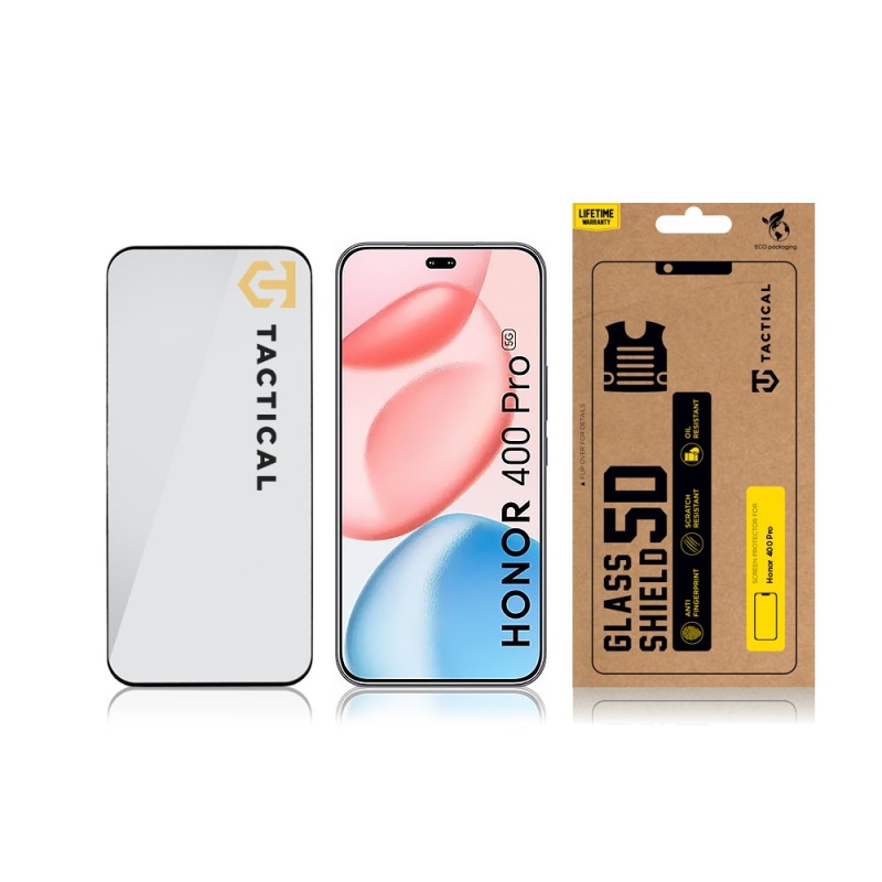 Taktický sklenený štít 5D sklo pre Honor 400 Pro Black