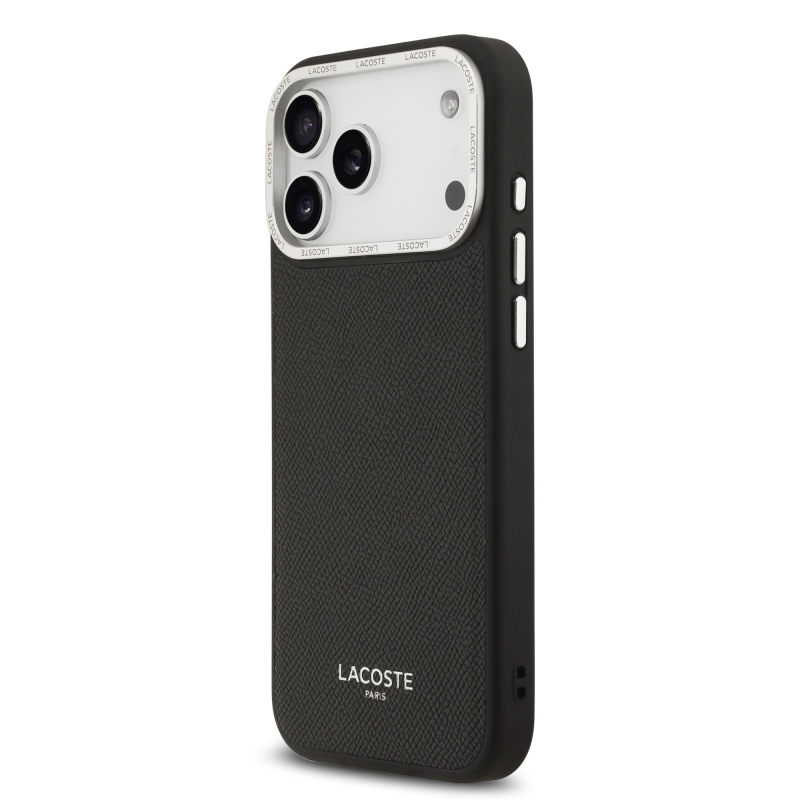 Lacoste PU kožený zadný kryt Champs Elysees MagSafe pre iPhone 17 Pro Max Black