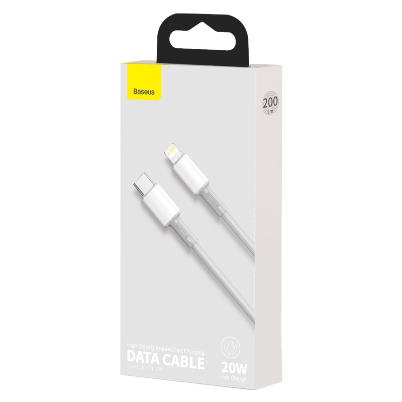 Baseus High Density Braided Series Fast Charging Dátový Kábel USB-C - Lighting 20W 2m White