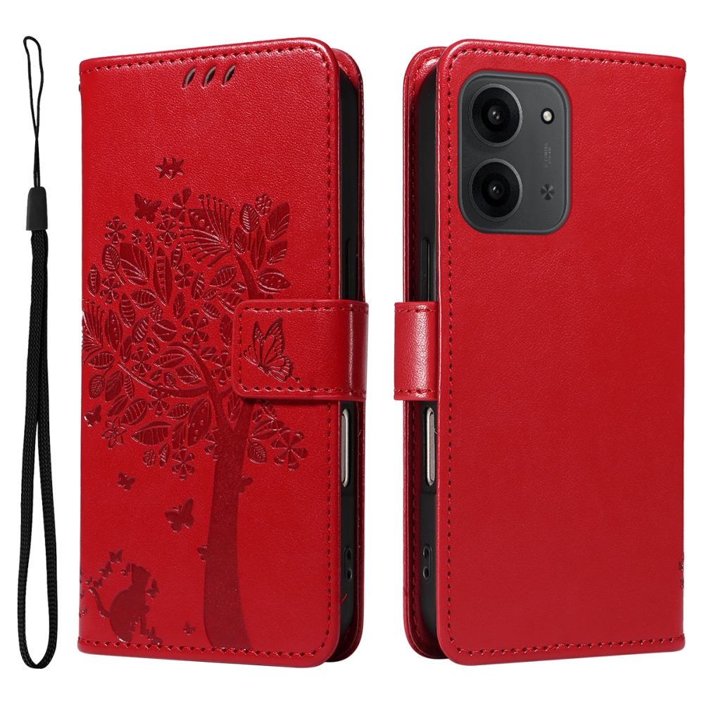 Trees knižkové púzdro na Xiaomi Redmi 15C 4G/5G (173mm) - červené