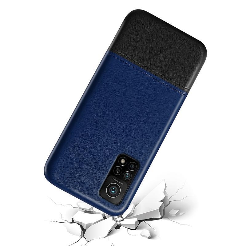 KSQ plastový kryt potiahnutý PU kožou pre mobil Xiaomi Mi 10T Pro 5G - modrý / čierny