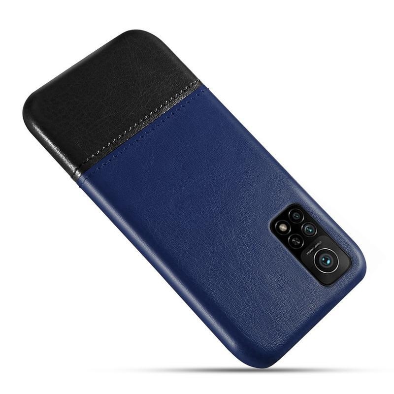 KSQ plastový kryt potiahnutý PU kožou pre mobil Xiaomi Mi 10T Pro 5G - modrý / čierny