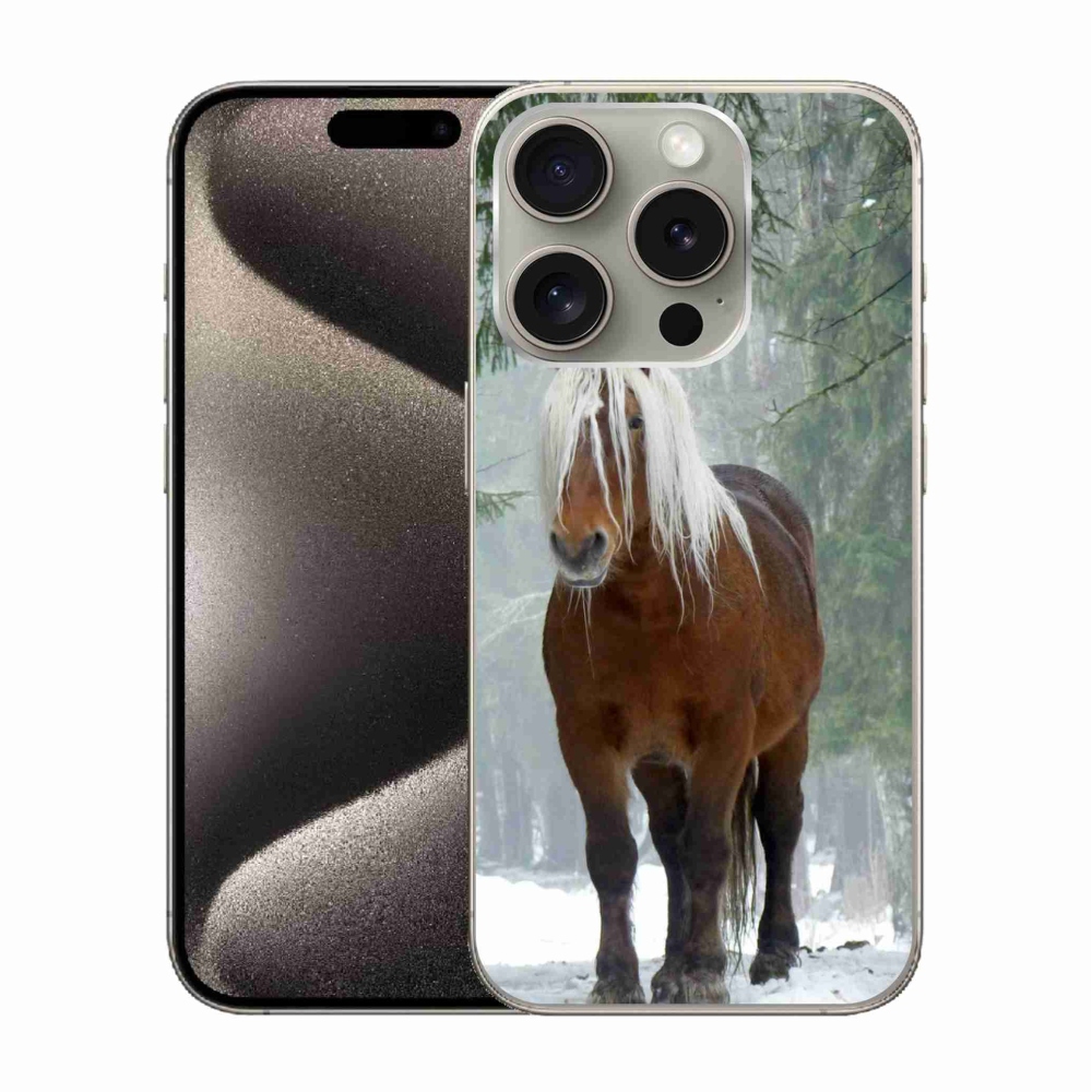 Gélový obal mmCase na iPhone 15 Pro - kôň v lese