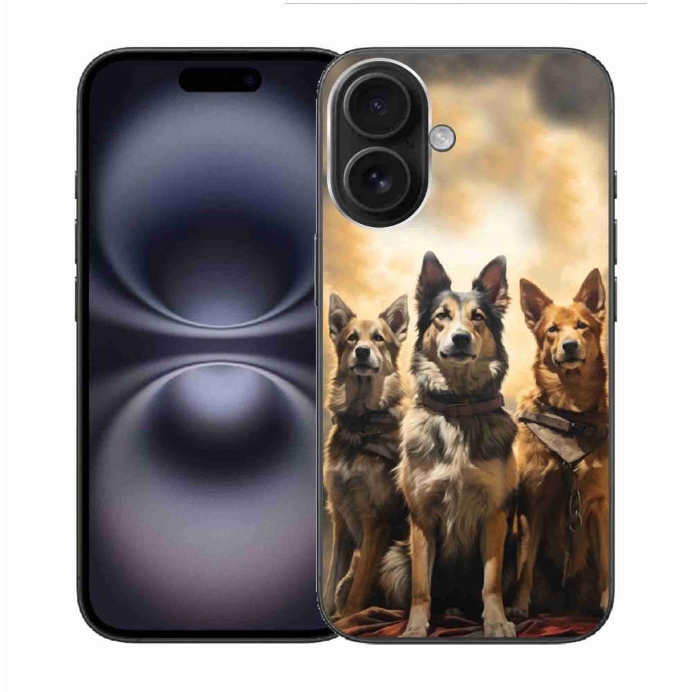 Gélový kryt mmCase na iPhone 16 - tri psy