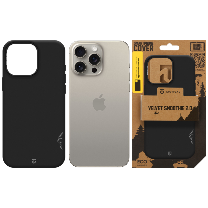 Tactical MagForce Velvet Smoothie 2.0 – puzdro pre Apple iPhone 15 Pro Max v farbe Asphalt