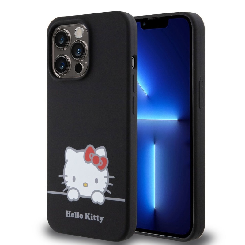 Hello Kitty Liquid Silicone Daydreaming Logo Zadný Kryt pre iPhone 13 Pro Black