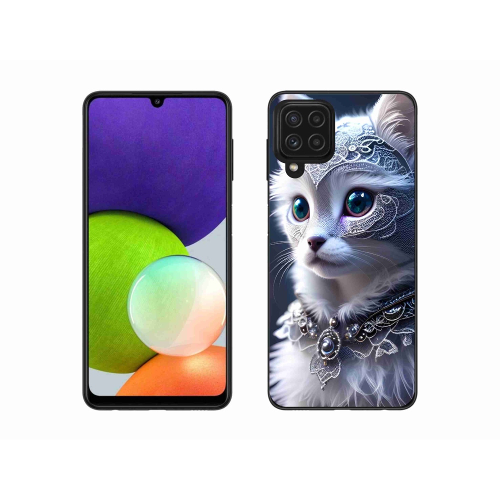 Gélový kryt mmCase na Samsung Galaxy A22 4G - biela mačka