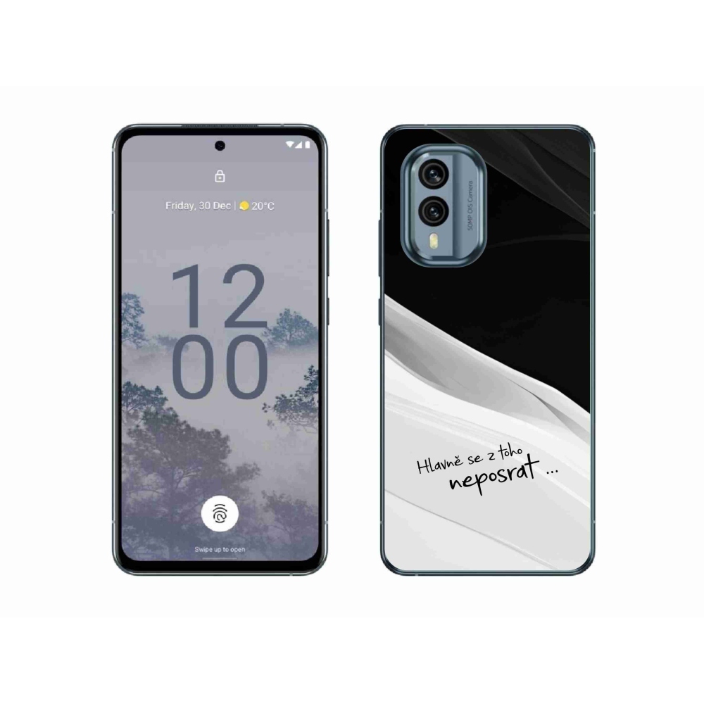 Gélový kryt mmCase na Nokia X30 5G - vtipný text 13 bieločierne pozadie