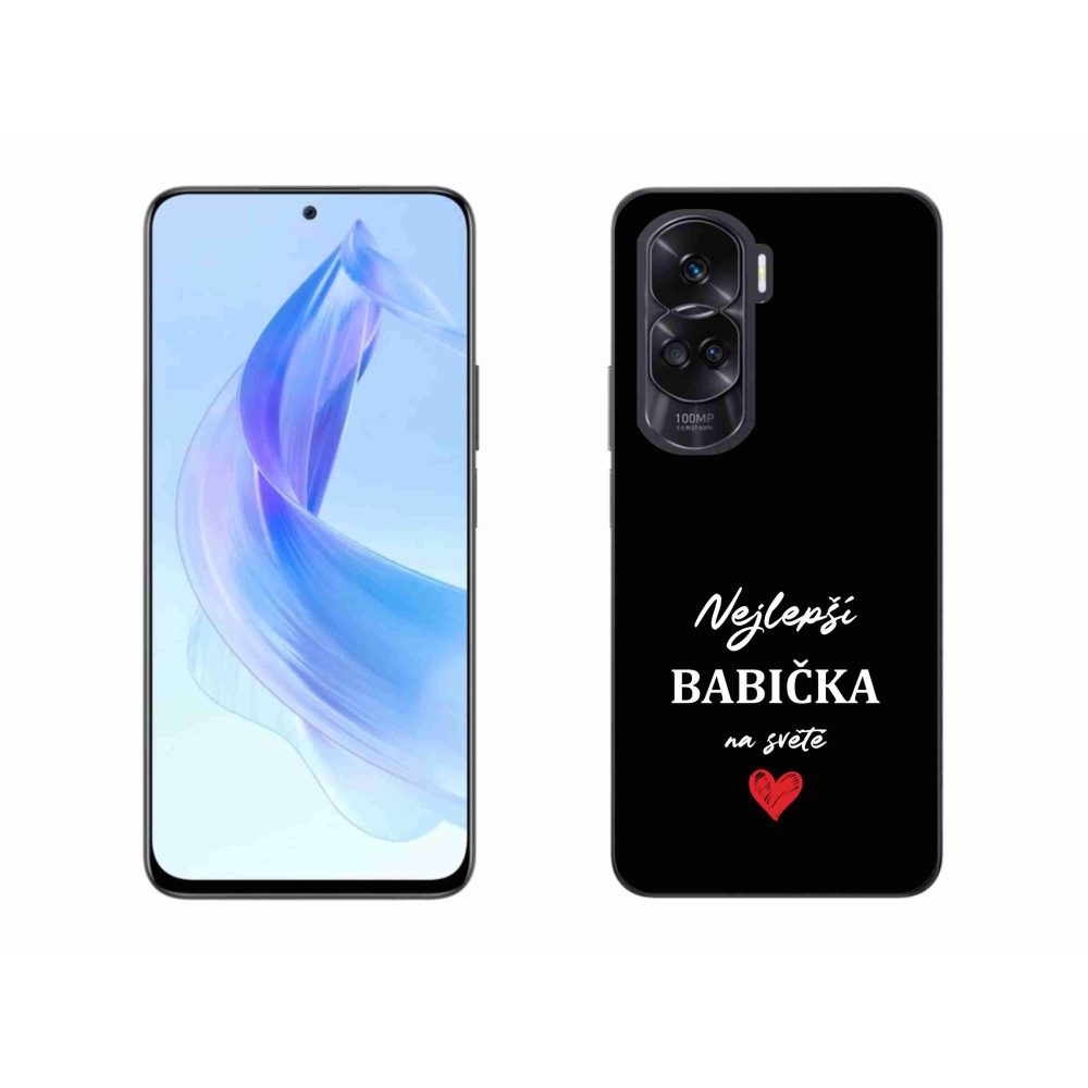Gélový kryt mmCase na Honor 90 Lite - najlepšia babička 1 čierne pozadie