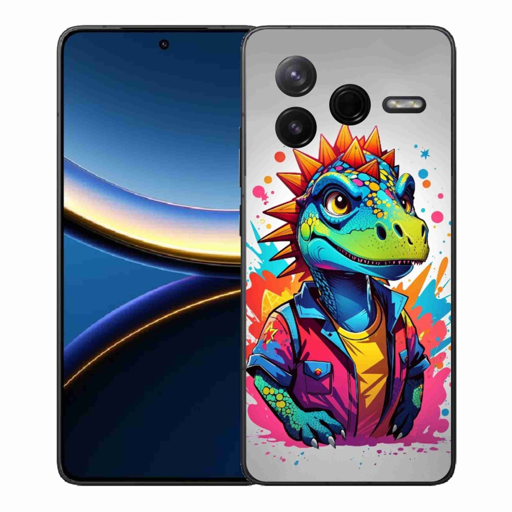 Gélový kryt mmCase na Xiaomi Poco F7 Pro - farebný dinosaurus