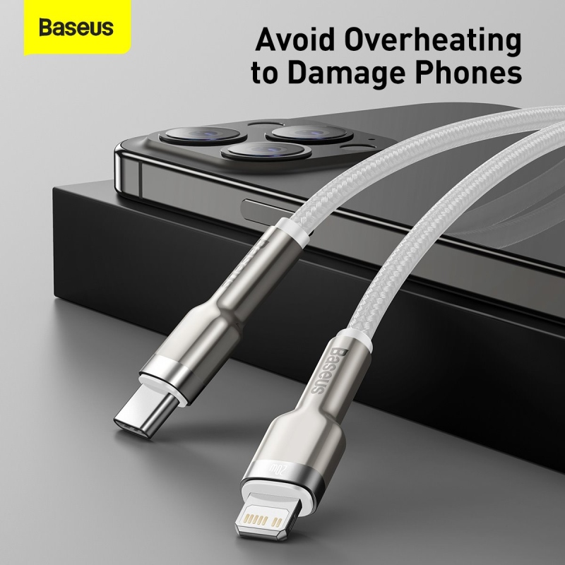 Baseus Cafule Metal Series Dátový Kábel USB-C - Lighting 20W 2m White