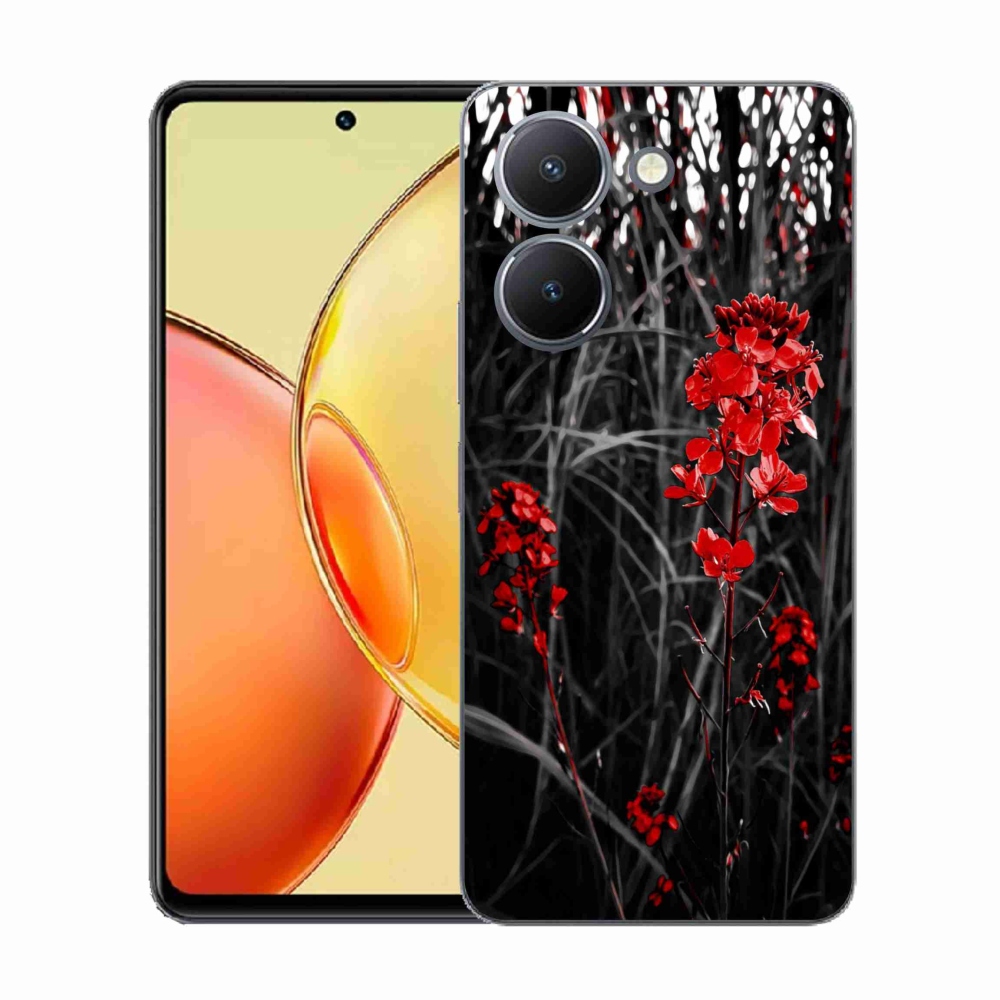 Gélový kryt mmCase na Vivo Y36 - červená rastlina