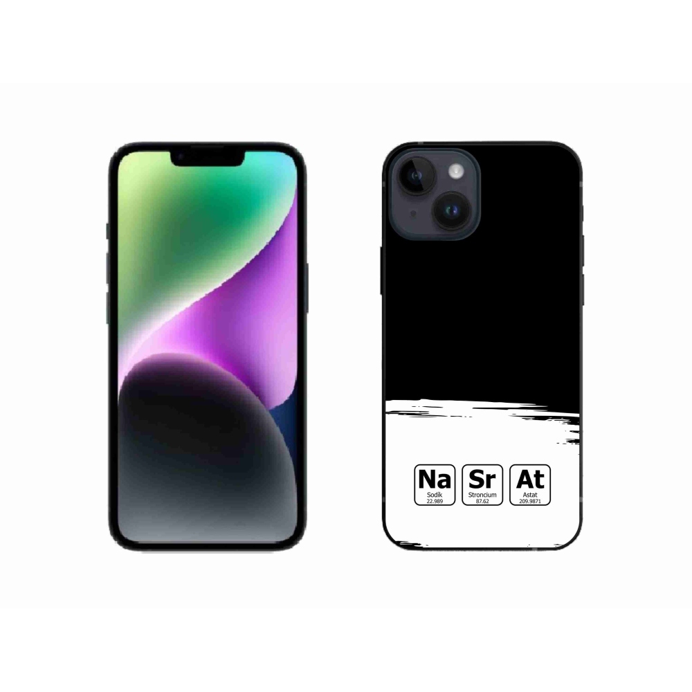 Gélový kryt mmCase na iPhone 14 - chemické prvky bieločierne pozadie