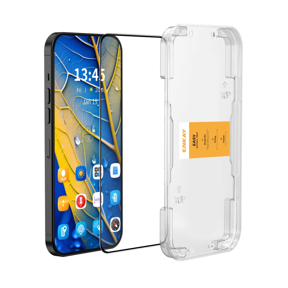 ENK 9H celoplošné tvrdené sklo na Xiaomi Poco F7 5G s aplikačným rámčekom