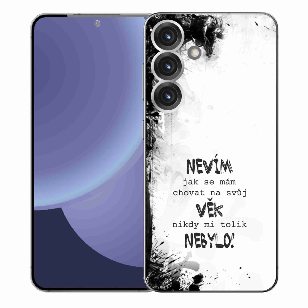 Gélový kryt mmCase na Samsung Galaxy S25+ - vtipný text 14 biele pozadie