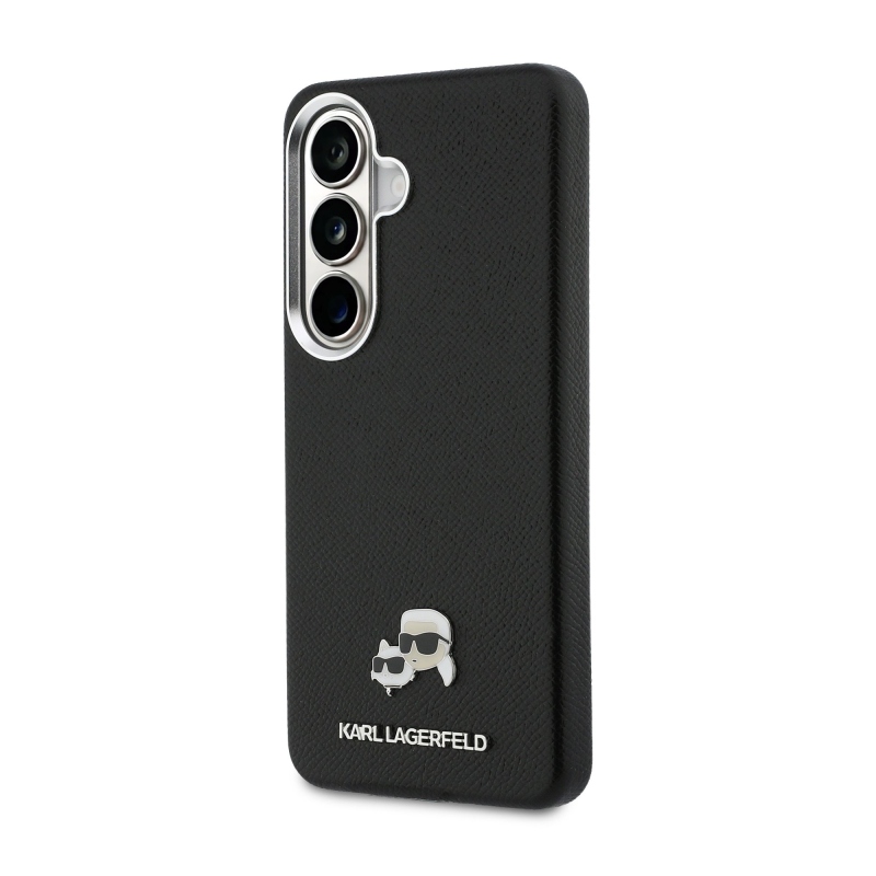 Karl Lagerfeld Grained PU Leather K&CH Heads Magnetic Back Cover pre Samsung Galaxy S26 Black