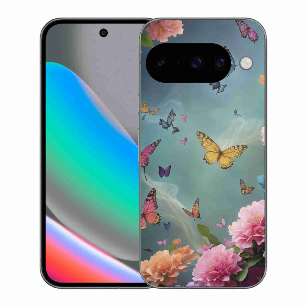 Gélový kryt mmCase na Google Pixel 10 - farebné kvety a motýle